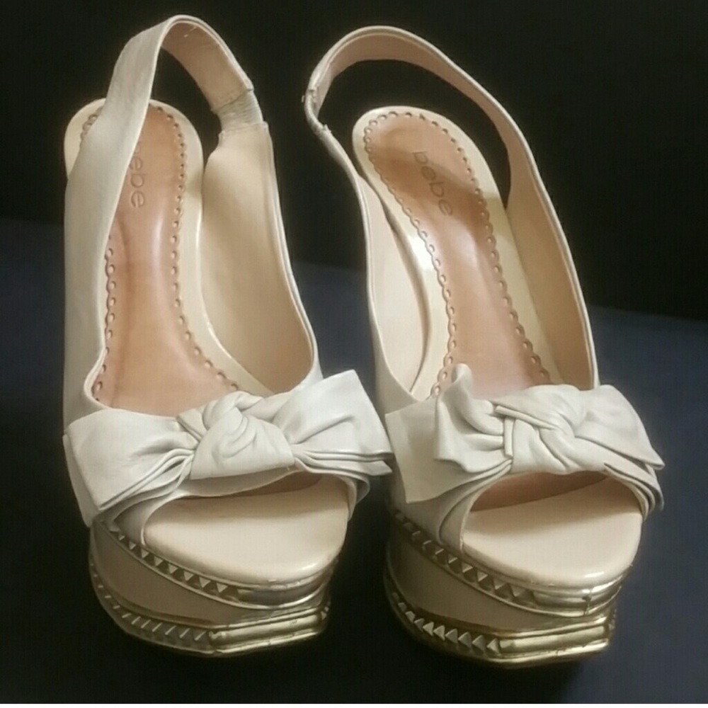 Bebe Genuine Leather Shoes with Gold Accents - Picture 4 of 8